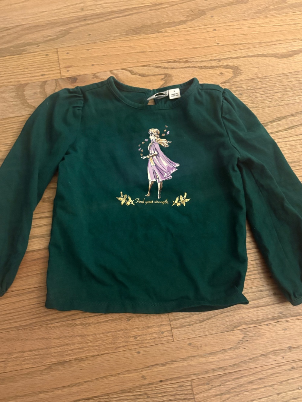 Janie and Jack Dark Green Long-Sleeve Top with Purple Princess Motif